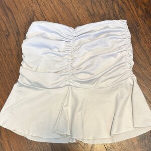 White Ruched Mini Skirt